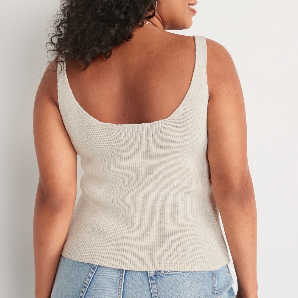Old Navy V-Neck Rib-Knit Tank Top Wool Stretch Cropped 2X - Picture 9 of 9